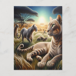 Carte Postale Majesté de Lune : Loup au sommet de la montagne