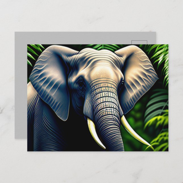 Carte Postale Majestic Jungle Elephant - Sauvage Et Libre (Devant / Derrière)