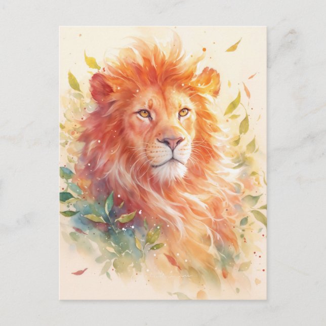 Carte Postale Majestic Orange Lion Autumn Leaf (Devant)