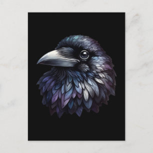 Carte Postale Majestic Raven Portrait - corbeau, oiseau, faune