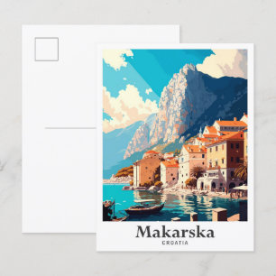 Carte Postale Makarska Croatie Illustration du Vintage voyage ar