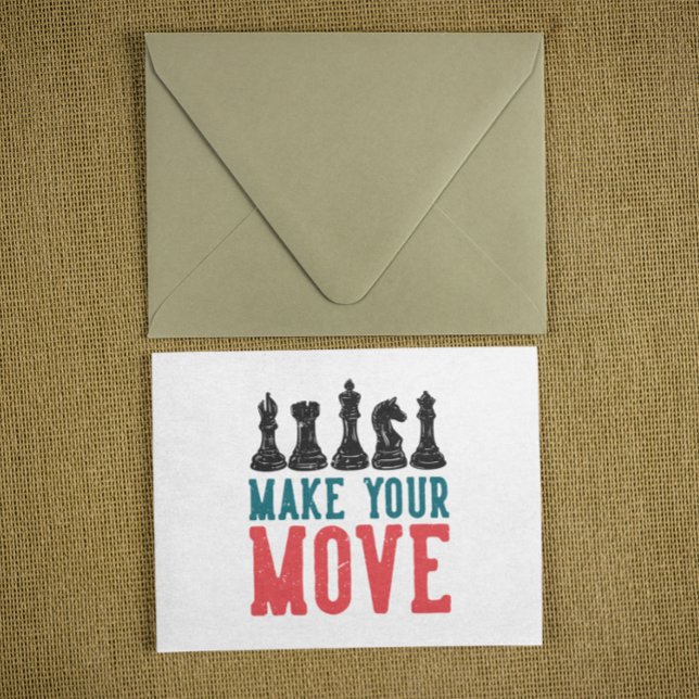 Carte Postale Make your Move Chess Piece (chess make your move retro postcard)