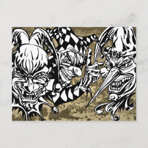Carte Postale Mal, Clowns Effrayants