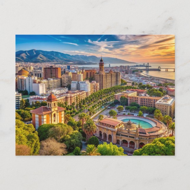 Carte Postale Malaga Espagne Cityscape (Devant)
