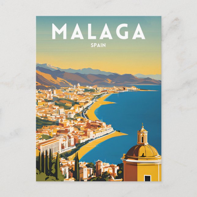 Carte Postale Malaga Espagne Vintage (Devant)