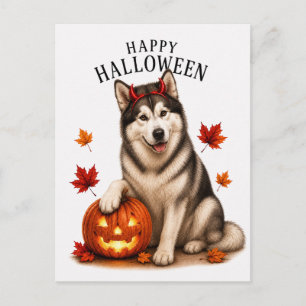 Carte Postale Malamute d'Alaska Halloween