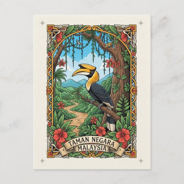 Carte Postale Malaysia Taman Negara Hornbill (Devant)