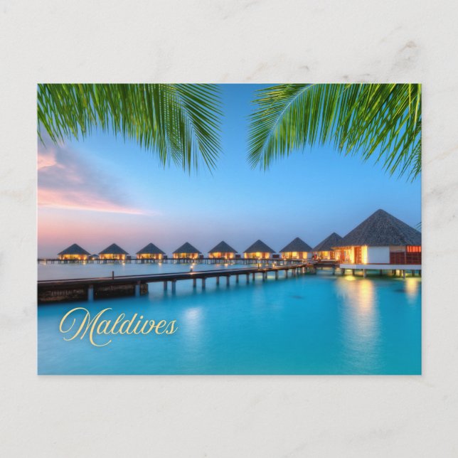 Carte Postale Maldives Beautiful Resort at Sunset (Devant)