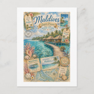 Carte Postale Maldives Lagoon Dreams Collage de Voyage