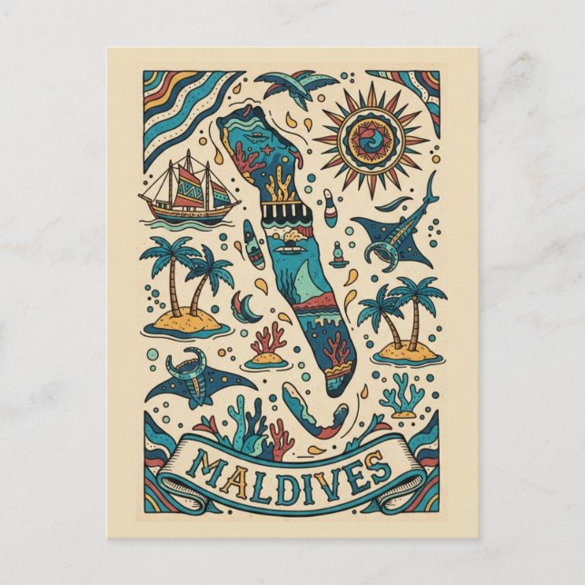 Carte Postale Maldives Océan Indien (Devant)