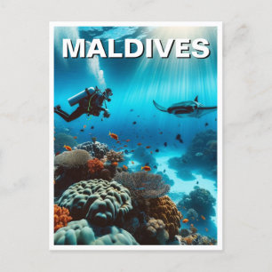 Carte Postale Maldives Plongée sous-marine Voyage