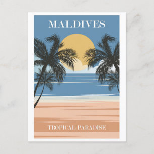 Carte Postale Maldives Vintage Tropical Beach Voyage océanique