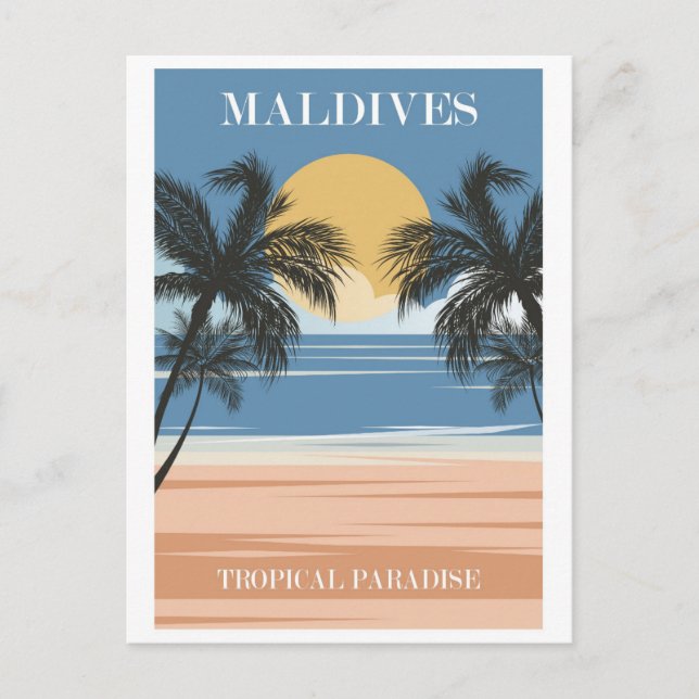 Carte Postale Maldives Vintage Tropical Beach Voyage océanique (Devant)
