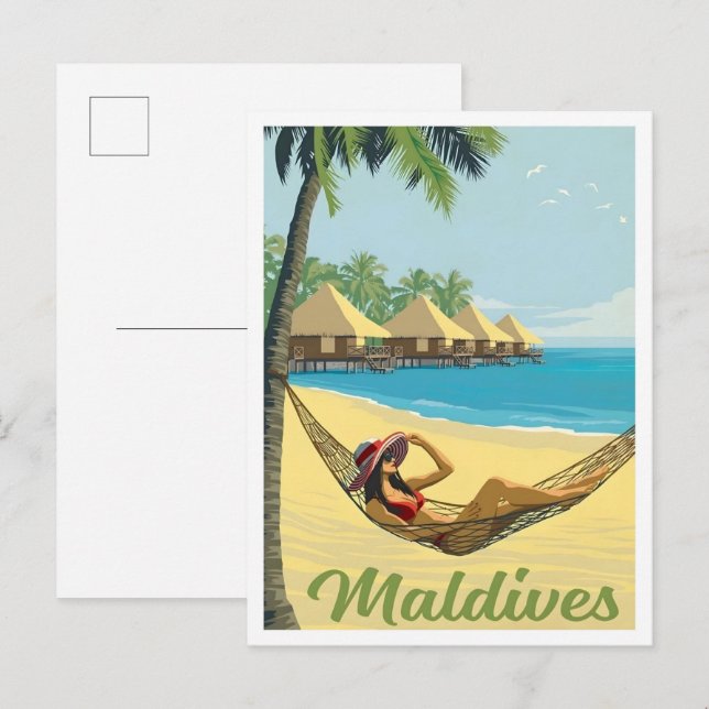 Carte Postale Maldives Voyage Vintage  (Devant / Derrière)