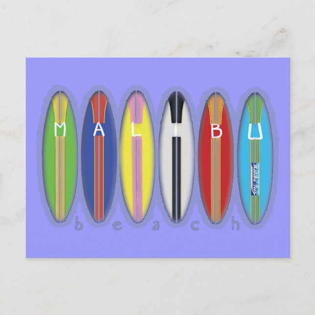 Carte Postale Malibu Beach Surboards (Devant)