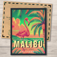 Malibu California Retro Flamant rose Souvenirs 195