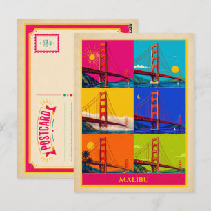 Carte Postale Malibu Californie Golden Gate Bridge Vintage