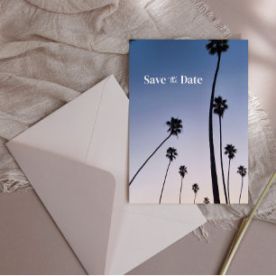 Carte Postale Malibu Palm Trees ・ Sauvez la date ・ Boho Blue