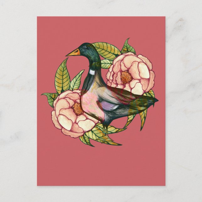 Carte Postale Mallard Duck Peony Nature Lovers                   (Devant)