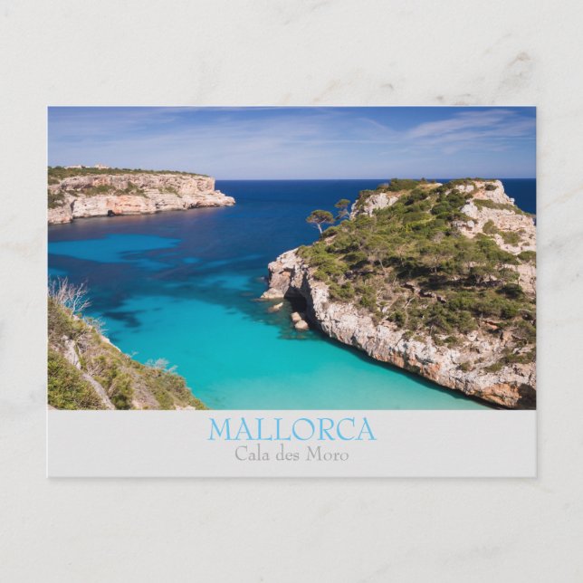 Carte Postale Mallorca - Cala des Moro with text postcard (Devant)