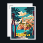 Carte Postale Mallorca Espagne Voyage Art Vintage Illustration<br><div class="desc">Illustration Vintage d'Art Voyage de Majorque Espagne</div>