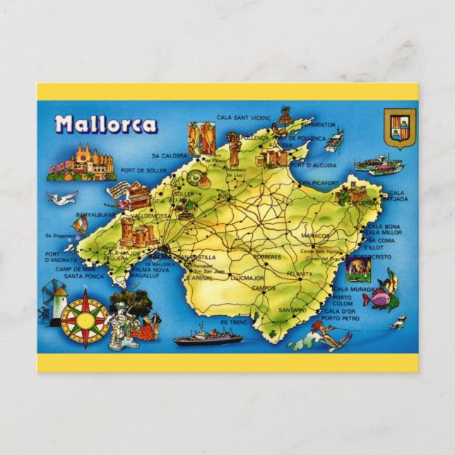 Carte Postale Mallorca Spain Map Postcard (Devant)