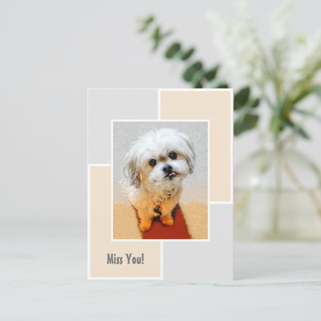 Carte postale "Malshi chien vous manque" (Debout devant)