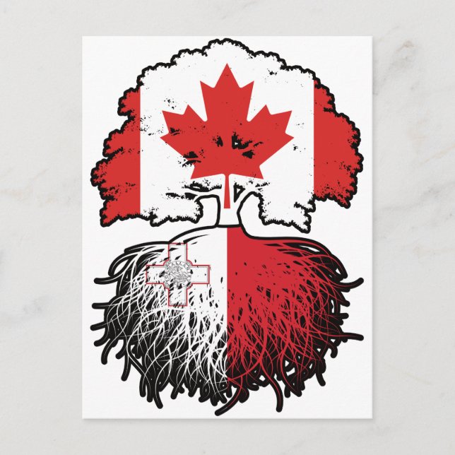 Carte Postale Malte Canadien Maltais Canada Racines Drapeau de l (Devant)