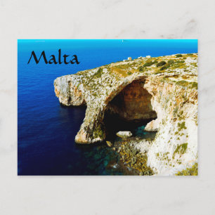 Carte Postale Malte : formation de trous bleus et de roches