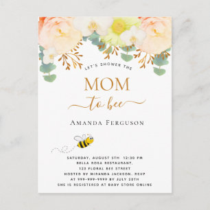 Carte Postale Maman à être jaune fleuri mignon Baby shower