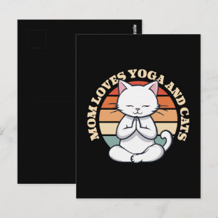 Carte Postale Maman aime les chats et le yoga