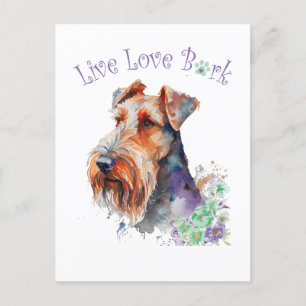 Carte Postale Maman Airedale Chien Floral