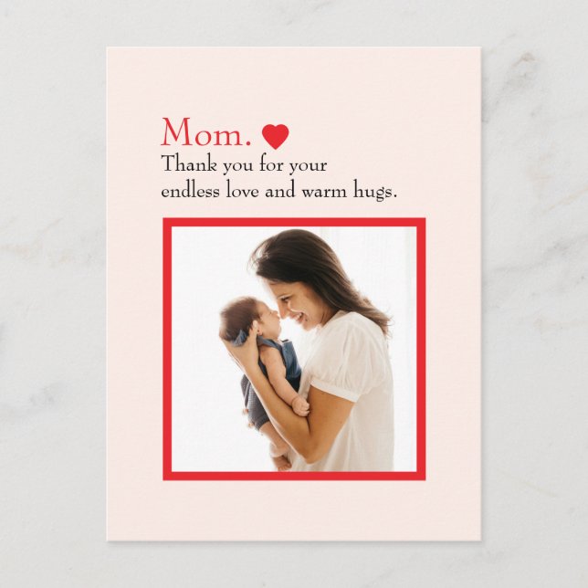 Carte Postale "Maman" avec le coeur et le message personnalisé - (Devant)