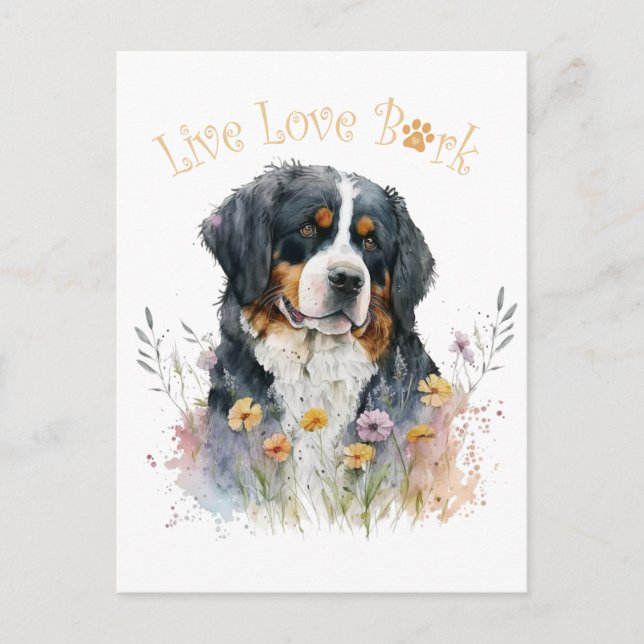 Carte Postale Maman Bouviers Bernois Floral (Devant)