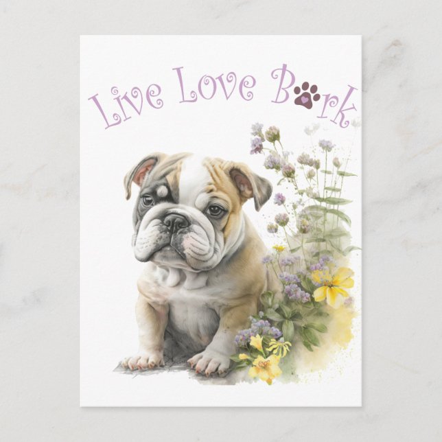 Carte Postale Maman Bulldog Fleurie (Devant)