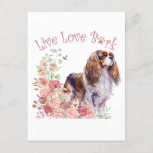 Carte Postale Maman Cavalier King Charles Spaniel Fleurie