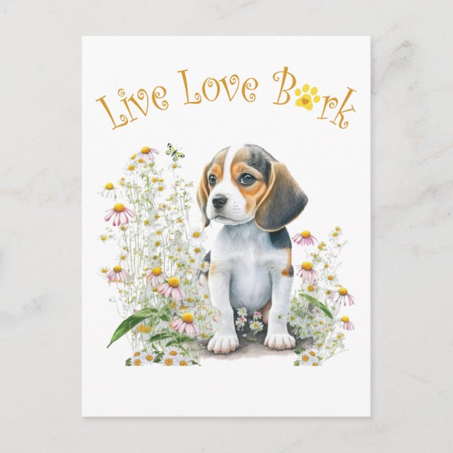 Carte Postale Maman Chien Beagle Floral (Devant)