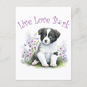 Carte Postale Maman chien Border Collie Floral