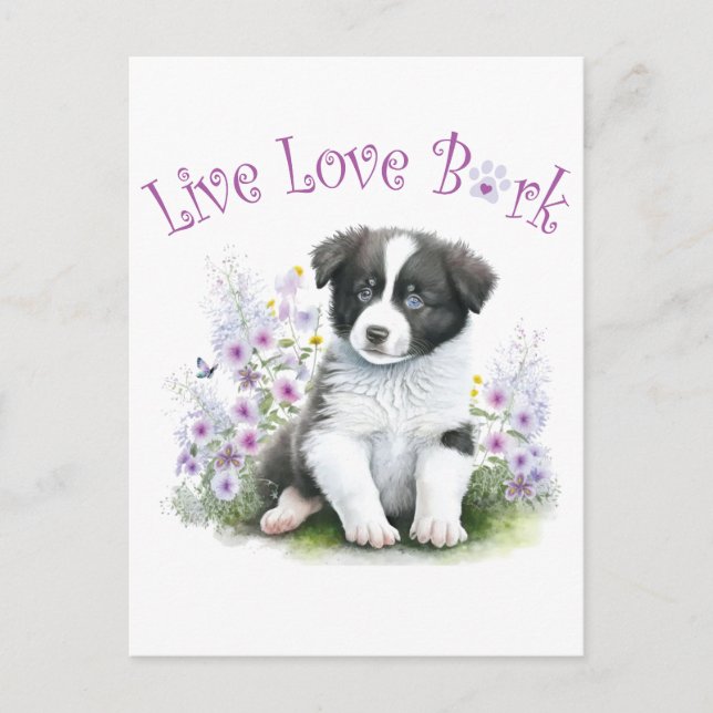 Carte Postale Maman chien Border Collie Floral (Devant)