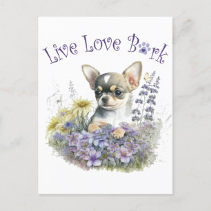 Carte Postale Maman chien Chihuahua floral