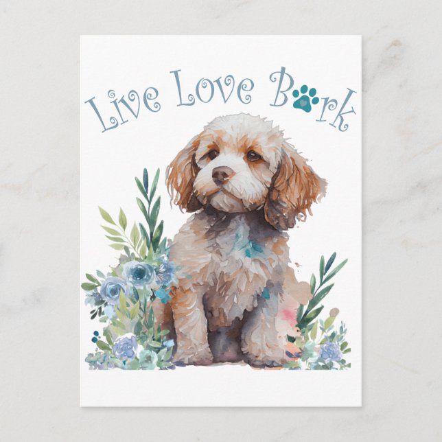Carte Postale Maman Chien Cockapoo Floral (Devant)