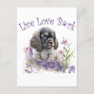 Carte Postale Maman Chien Cocker Spaniel Floral