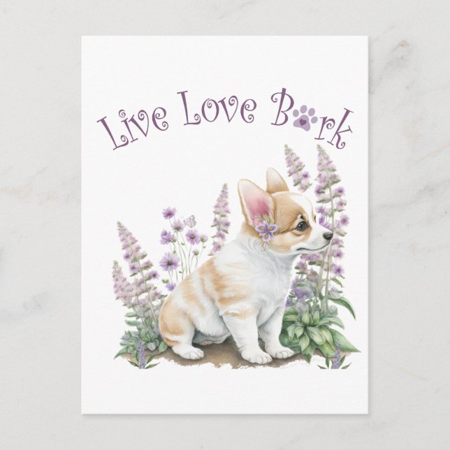 Carte Postale Maman Chien Corgi Floral (Devant)
