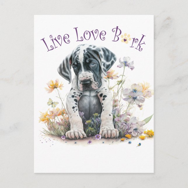 Carte Postale Maman chien Grand Danois Floral (Devant)