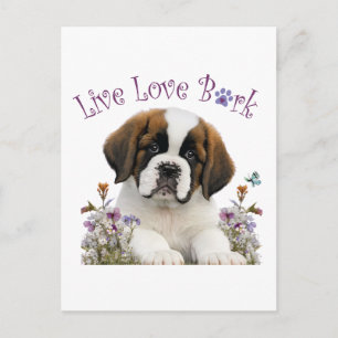 Carte Postale Maman chien St. Bernard Floral