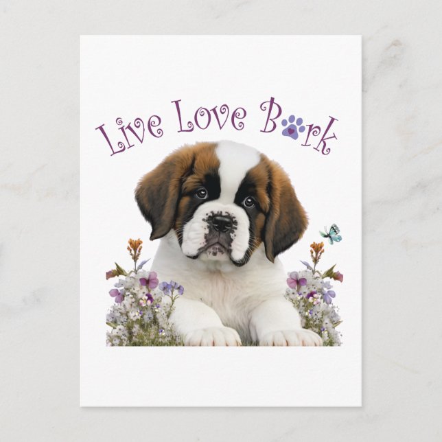 Carte Postale Maman chien St. Bernard Floral (Devant)