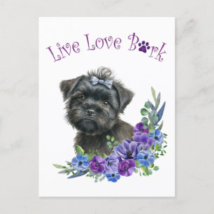 Carte Postale Maman de Affenpinscher Fleurie
