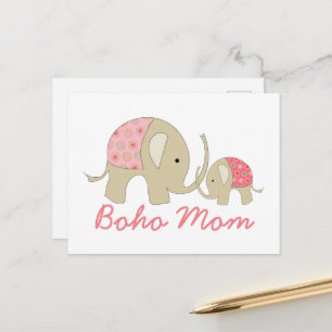 Carte Postale Maman de Boho, Eléphant rose