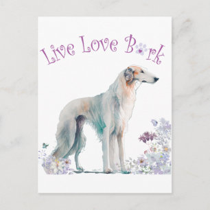 Carte Postale Maman de Borzoi Floral