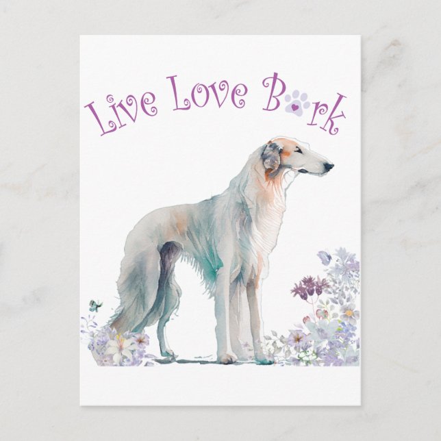 Carte Postale Maman de Borzoi Floral (Devant)